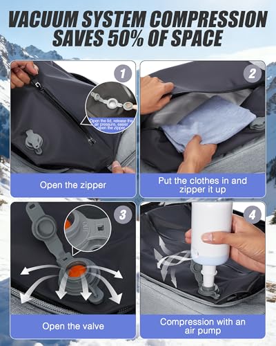 Image of Ski Boot Bag Ski and Snowboard Boots Backpack for Ski 60L Vacuum Travel Backpacks with Pump Waterproof Snowboard Boot Bagfor Helmet, Goggles, Gloves, Skis, Snowboard & Accessories(Grey)