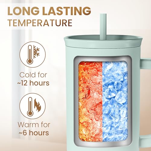 Personalized Monogrammed Tumbler with Handle 40oz, Letter C Tumblers Insulated Coffee Travel Cup, Custom Initial Gift for Women Girls Friends, Monogram Gift for Christmas Birthday Mothers Day - Image 5