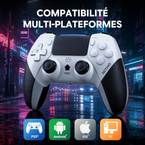 NITHO EVOLUTION Manette Sans Fil Compatible avec PS5 Pro/Slim, PC, iOS et Android, Joysticks à Effet Hall, Double Vibration, Turbo, Macro, Pavé Tactile, Capteur 6 Axes et Prise Jack 3,5 mm – vue 2