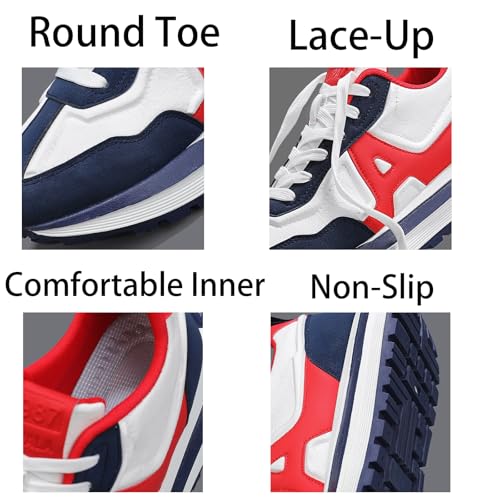 Mens Fashion Lace-Up Platform Sneakers Low-Top Round Toe Non Slip Casual Chunky Shoes for Gym Sports Tennis Jogging Running Walking4