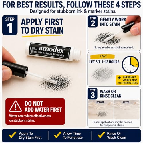 Image of Amodex Ink & Stain Remover Traveler 0.5oz Bottle with Built-in Brush