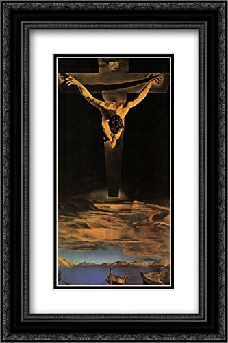 Christ of St. John of the Cross, c.1951 2x Matted 15x18 Black Ornate Framed Art Print by Salvador Dali