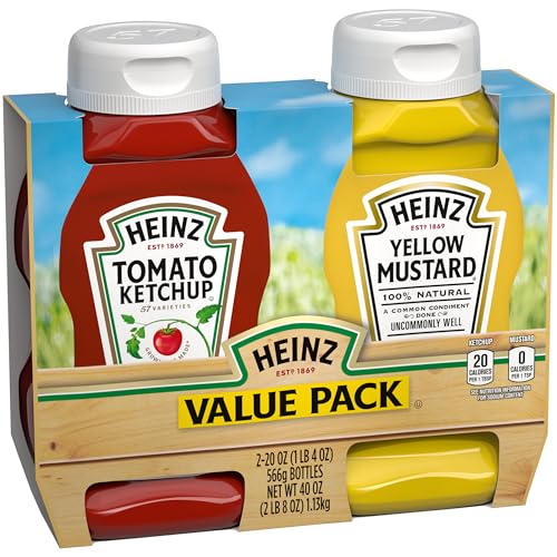 Image of Heinz Tomato Ketchup & Yellow Mustard Twin Pack (20 oz Bottles, Pack of 2)