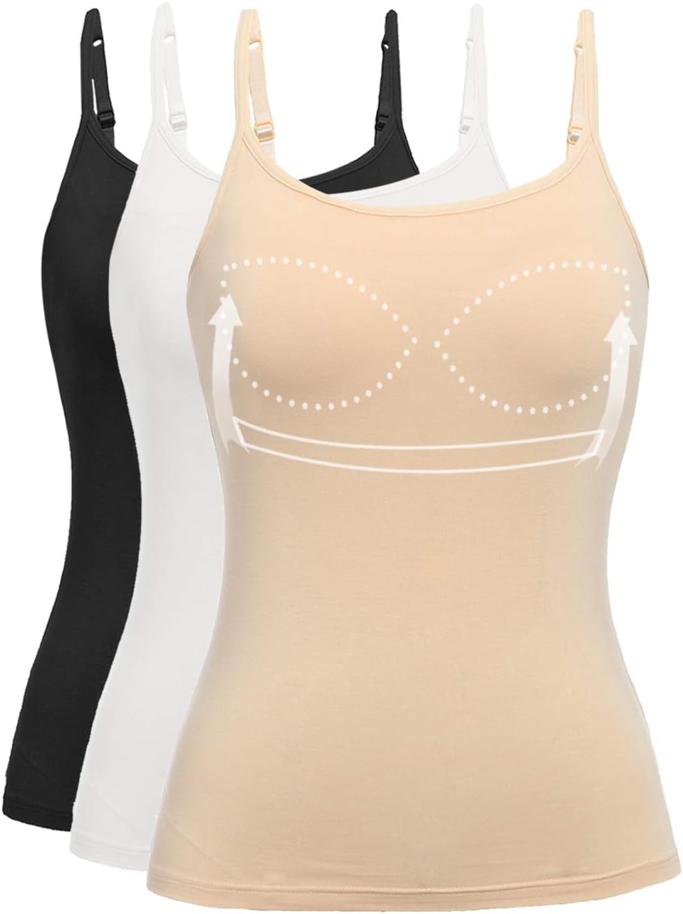 Womens Tank Tops Adjustable Strap Camisole with Built in Padded Bra Vest Cami Sleeveless Top for Yoga Daily Wearing