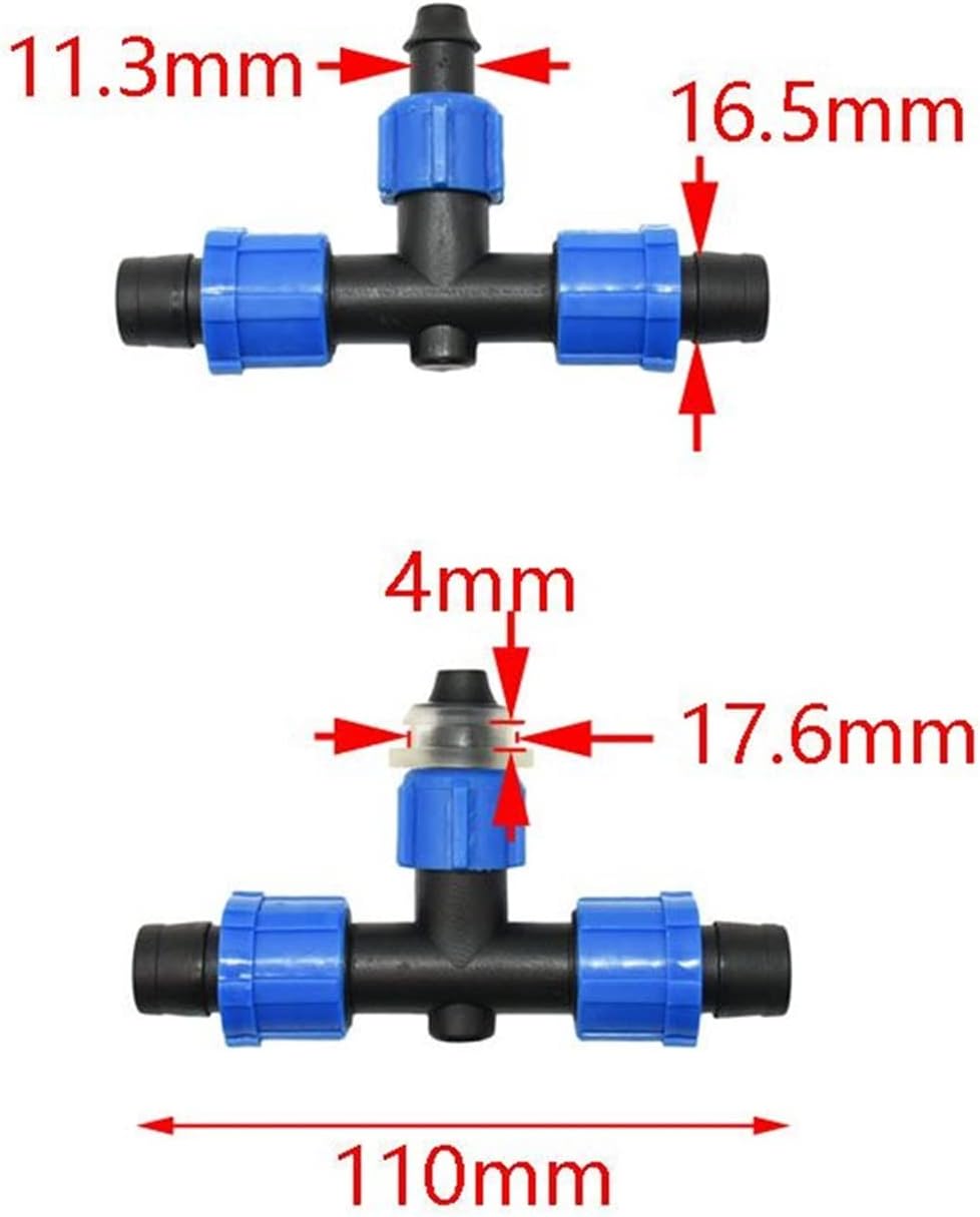 Gardening Irrigation Dripper Greenhouse 16 Mm Drip Irrigation Belt with Three-Way Water Divider Irrigation Drip Irrigation Belt with Three-Way Two-Way Connector Screw Lock Nut 20 Pieces (Color : A)