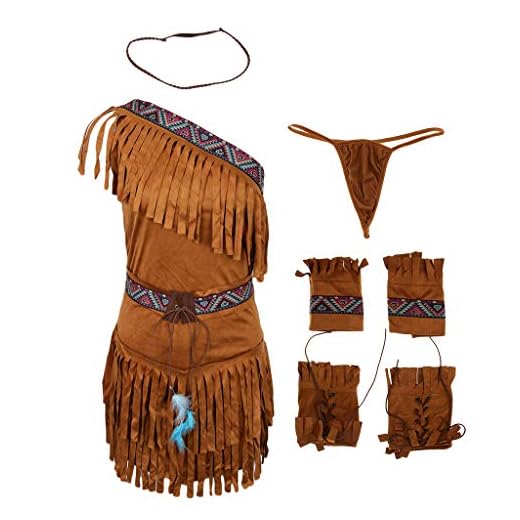 Sharplace Mujeres Borla Gamuza Traje Indio Traje Princesa Americapocahontas Nativo Fiestas de Disfraces Noche de Bachelorette - Caqui, SG