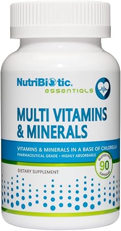 NutriBiotic– Multi Vitamins & Minerals, 90 Ct Capsules (Formerly Hypoallergenic Multiple) | 72 Pure Trace Elements in a Base of Chlorella | Pharmaceutical-Grade & Highly Absorbable | Gluten Free