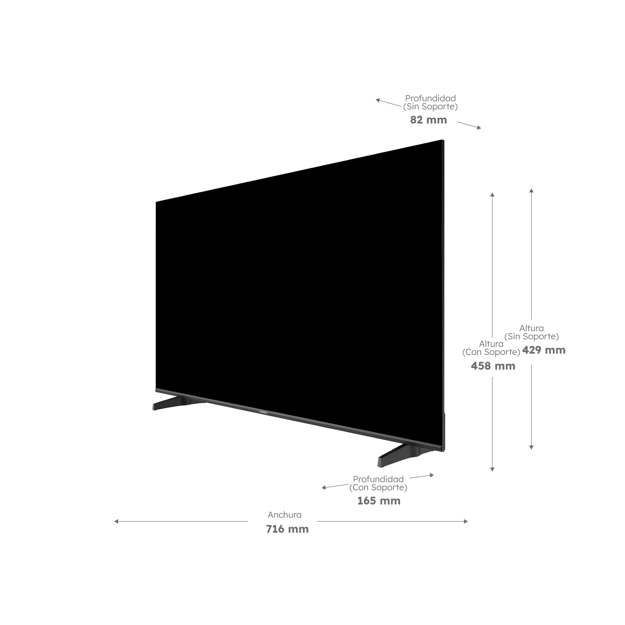 Haier Direct LED Full HD H32K85FFX - 32", Smart TV, Google TV, Dolby Audio, HDR 10, Smart Remote Control, Google Assistant, Procesador Quad Core, Bluetooth 5.1, DBX TV, HDMI 2.1 x 4, Sin Marcos, 2025