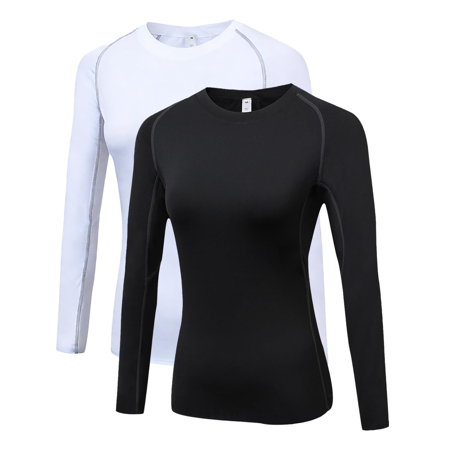 Camiseta Compresión Mujer Manga Larga Transpirable y Secado Rápido para Yoga,Pilates,Running,Entrenamiento - Top Deportivo