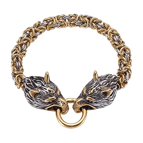 Bracelet Loup Viking en Maille Royale : Le Cadeau Punk Idéal en Acier