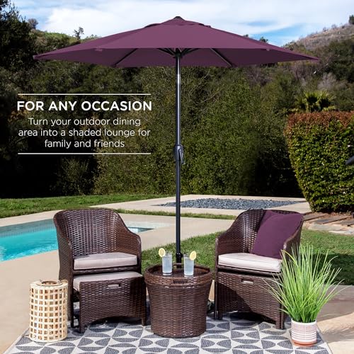 Image of Best Choice Products 7.5ft Heavy-Duty Round Outdoor Market Table Patio Umbrella w /Steel Pole, Push Button Tilt, Easy Crank Lift - Amethyst Purple