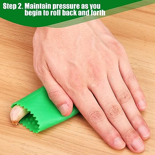 Image of Sinnsally Garlic Peeler Skin Remover Roller Keeper,Easy Quick to Peeled Garlic Cloves with Best Silicone Tube Roller Garlic Peeling Kitchen Tool (5 Colors)