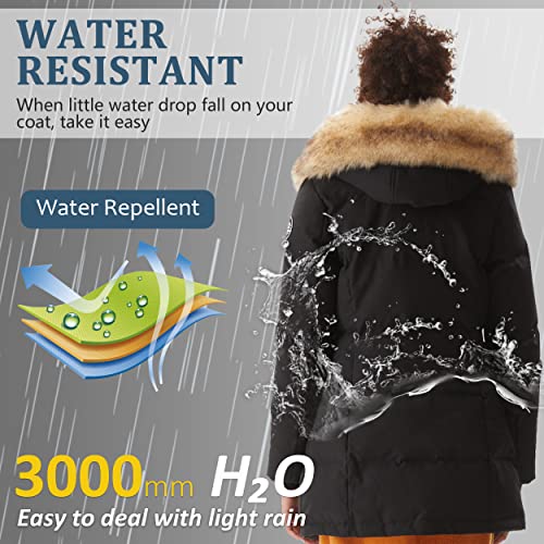 Women's Padded Jacket, Ladies Fur Hooded Thickened Vegan Down Long Parka Winter Outwear Warm Puffer Coat XS-XXL2