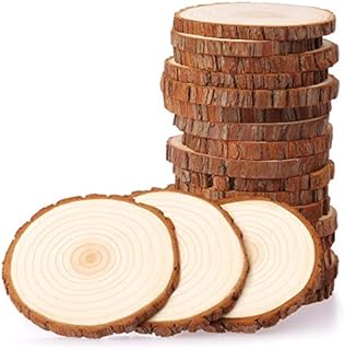 Fuyit Wood Slices 20 Pcs 9-10cm NO Hole Natural Unfinished Log Wooden Circles for Art Creation DIY Crafts Wedding Decorations Christmas Ornaments