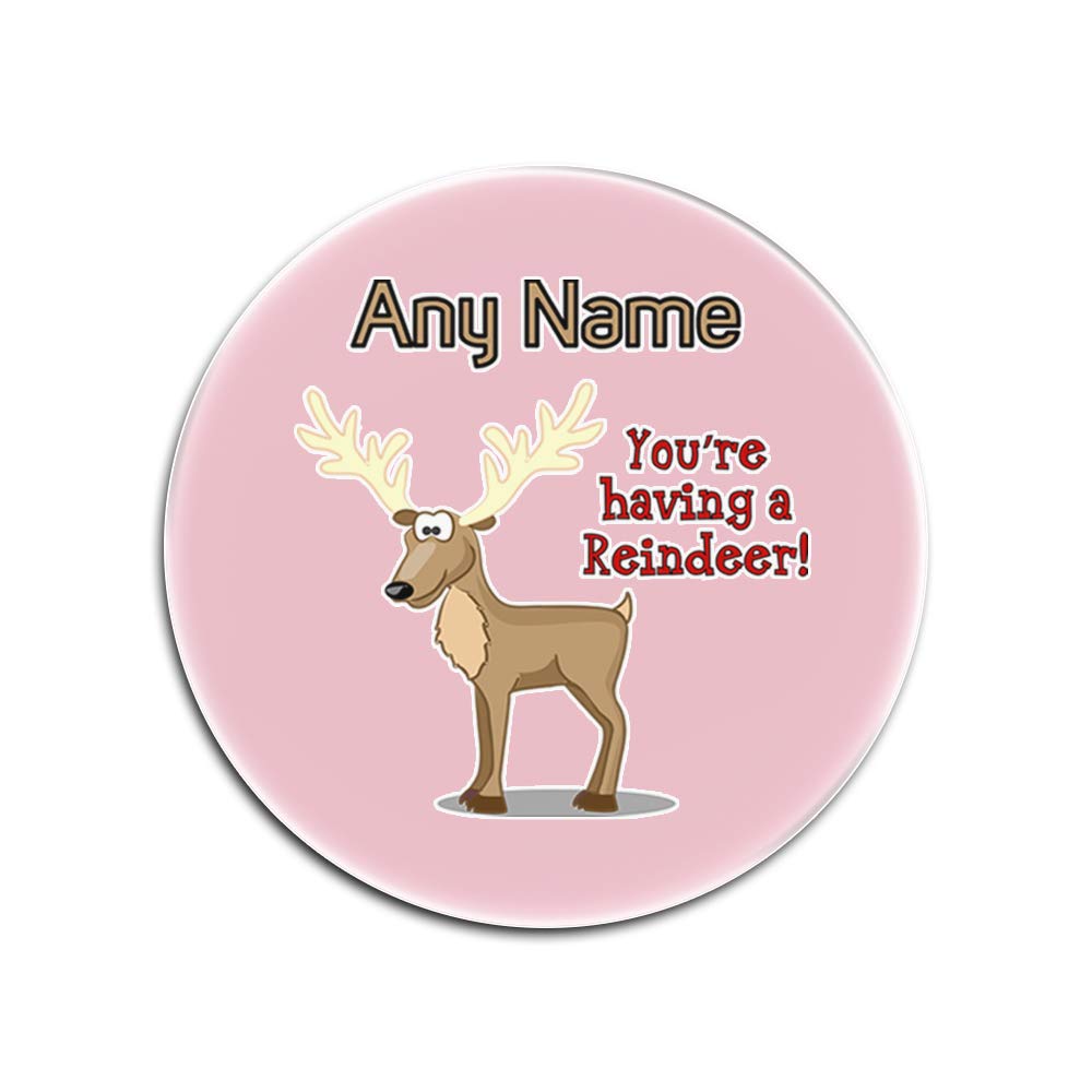 Dessous-de-verre en verre lot de 4 You are Having A Reindeer blanc et rose ronds pour table