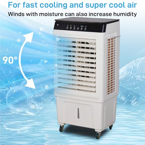 Winado Swamp Cooler with Remote & 12H Timer, 5000CFM Evaporative Air Cooler w/ 12 Gal Water Tank, Portable 3-IN-1 Air Conditioner for Room Up to 430.56 sq. ft for Backyard, Garage, Patio, Indoor