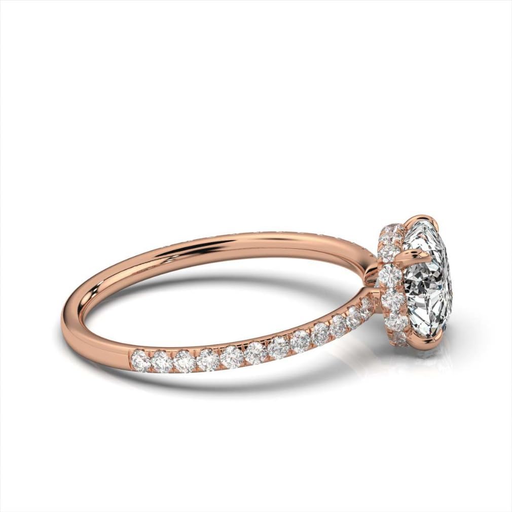 2-4 CT Hidden Halo Engagement Ring Moissanite Solitaire Anniversary Ring Promise Gifts 925 Silver 10K/14K/18K Solid Rose/White/Yellow Gold