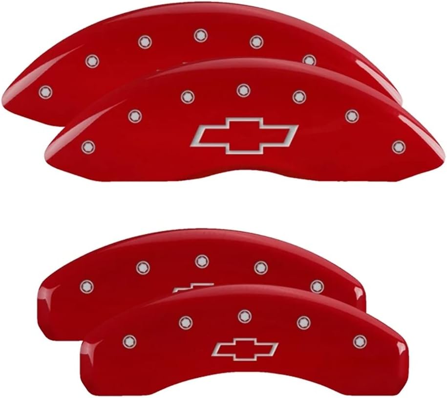 MGP Caliper Covers - Brake Caliper Covers for 2011-2023 Dodge Challenger & 2011-2023 Dodge Charger (Requires Dual Piston Front Caliper) Front and Rear Set - Engraved CHARGER // Logo (Red)