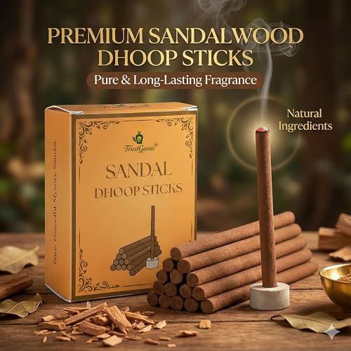 Image of Mysore Sandal Dhoop Sticks (35+ Sticks, 80g) | Authentic Sandalwood Fragrance | Pure Natural Long Lasting Incense for Meditation, Yoga, & Aromatherapy Home Fragrance