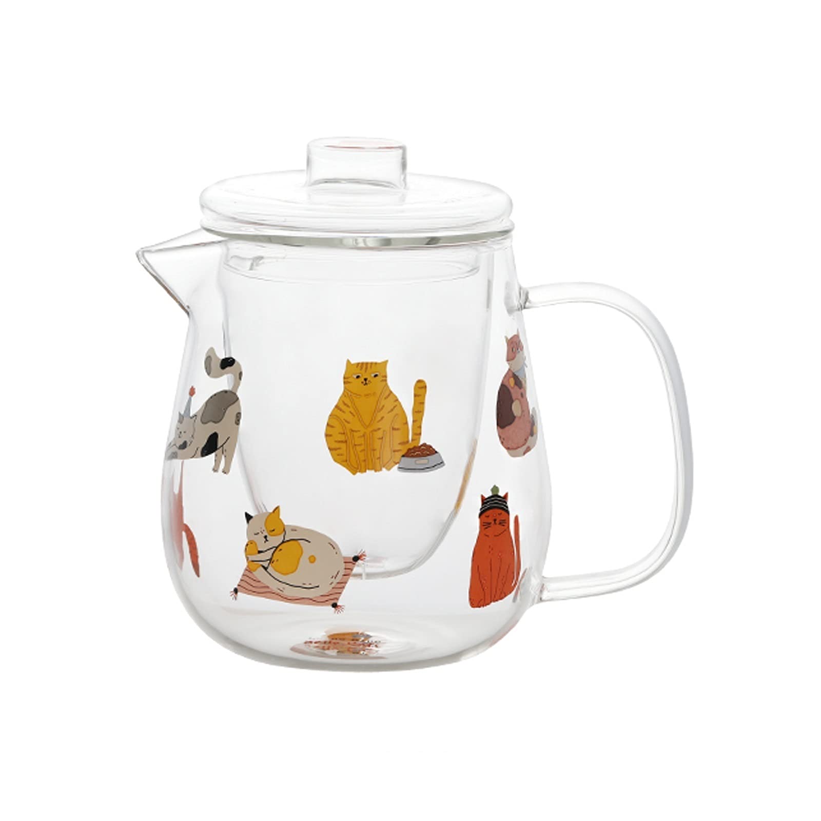 bouilloires Pichet Mignon avec Filtre intégré en Verre et pichet d'eau Froide résistante à la température élevée avec poignée et Couvercle pour jus, Lait, Boissons Cantine(L)