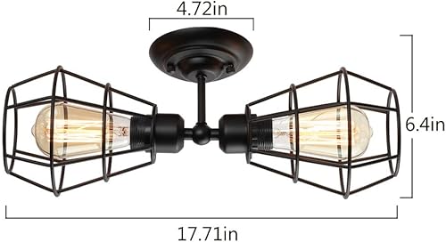 Miniatura 5 de KOONTING - Lámpara colgante de 3 luces para cocina, lámpara de candelabro industrial vintage, lámpara de pared de jaula de alambre, 3 luces