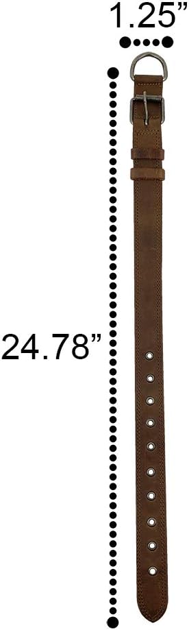 Hide & Drink, Rustic Leather Dog Collar for Medium Size Dog (12 to 21 in.) (1.25 in.) Wide, Handmade Includes 101 Year Warranty (Bourbon Brown)