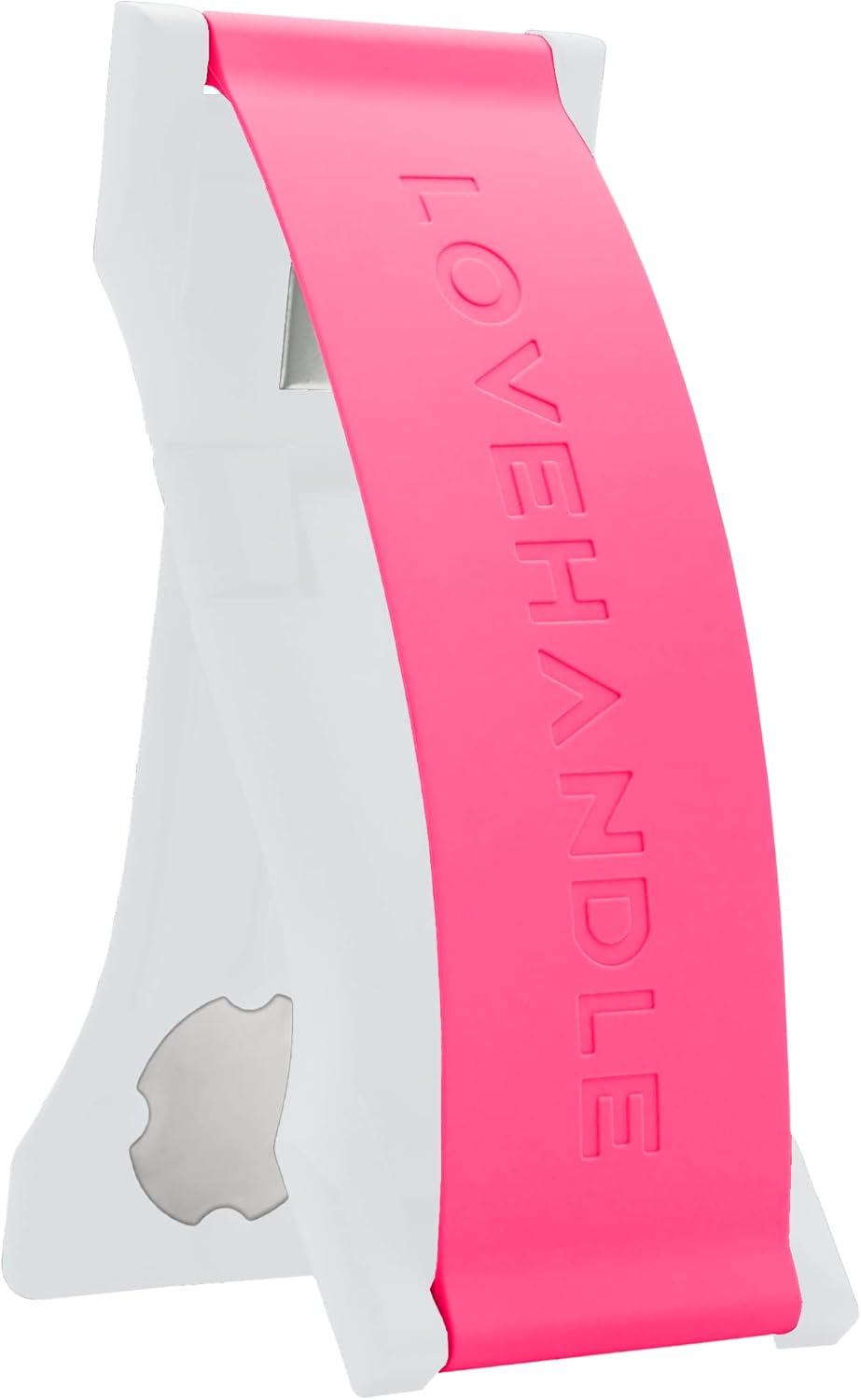 LOVEHANDLE PRO Premium Phone Grip - Silicone Phone Strap - Magnetic Phone Mount and Kickstand for Smartphone and Tablet - Hot Pink Silicone on White Base - PRO Mount
