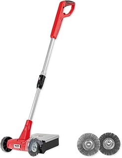 WALTER 2in1 Fugenreiniger 400W mit Fangbox - Inkl. Metall- & Nylonbürste - 3000 U/min Drehzahl - Effiziente Unkraut- & Moosentfernung - Mit Führungs- & Stützrad - 110mm Bürstendurchmesser