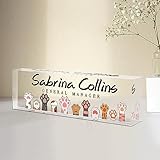 Custom Name Plate for Desk, Desk Name Plate Personalized, Employee Appreciation Gifts, Acrylic Desk Accessories, Office Desk Decorations, Office Gifts for Teacher Nurse Manager Boss (Cats Paws)