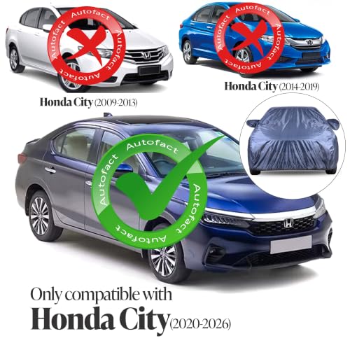 Image of Autofact Car Cover for City 2020-2025 | Water-Resistant Car Body Cover | All Weather Light-Weight Triple-Stitched Outdoor Shield with UV Protection, Dustproof & Heat-Resistant