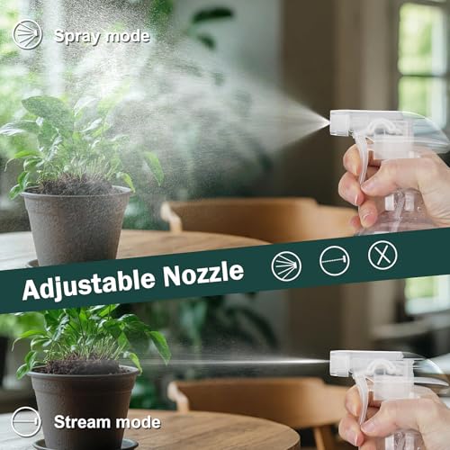 Spray Bottles 16.9oz Plastic Spray Bottle for Hair Mist/Stream Heavy Duty Empty Spray Bottles for Cleaning Solutions, Plants (16.9oz-Clear)3