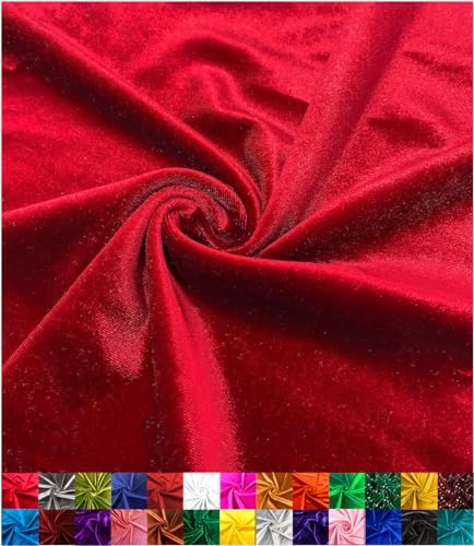 Barcelonetta | Stretch Velvet Fabric | Luxury & Soft | Velvet Fabric | 60" Wide Roll | 10% Spandex | Sewing, Apparel, Upholstery (Red, 2 Yards)