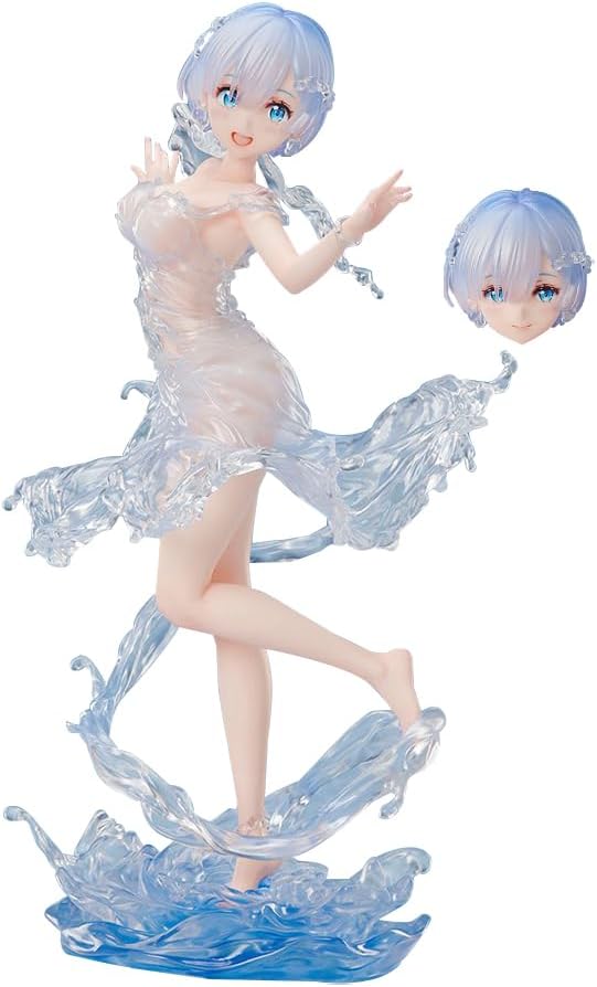 YLQANONG Re:0 Remu Figures Interchangeable Face Rem Anime Figure Statues PVC Ram Anime Action Figurine Ornaments 24CM
