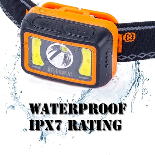 Linterna frontal LED recargable de 350 lúmenes e impermeable IPX7 con cinta ajustable de cabeza 4