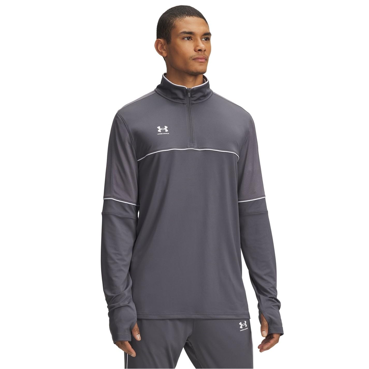UNDER ARMOUR Mens Challenger Training 1/4 Zip Top, Grey, Size Xl, Men