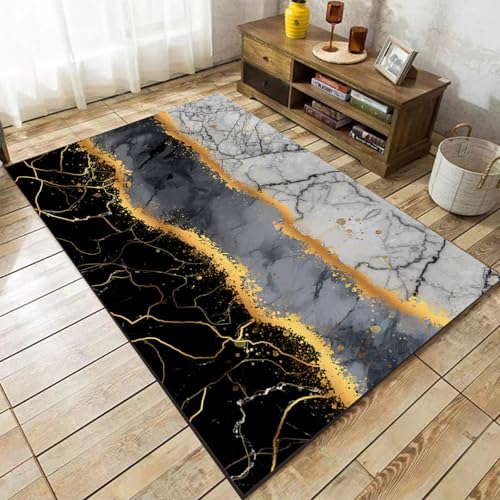Tapete decorativo moderno negro gris dorado 5x8ft