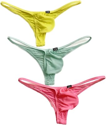 COMLIFE Mens Ice Silk Bikini Thongs Underwear Low Waist Half Back Coverage Triangle Briefs Underwear Underpanties