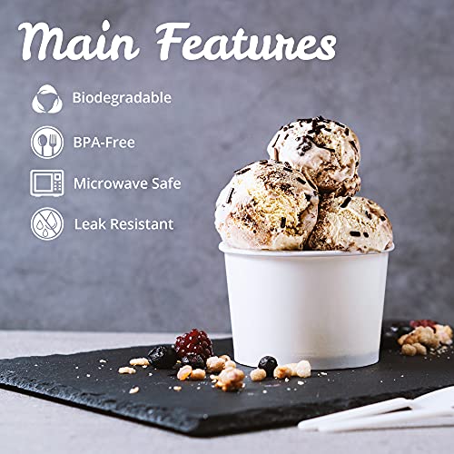 Paper Ice Cream Cups - 50-Count 9-Oz Disposable Dessert Bowls For Hot Or Cold Food, 9-Ounce Party Supplies Treat Cups For Sundae, Frozen Yogurt, Soup, White #TOP5