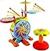 WolVol Electric Big Toy Drum Set for Kids with Movable Working Microphone to Sing and a Chair - Tons of Various Functions and Activity, Bass Drum and Pedal with Drum Sticks (Adjustable Volume)