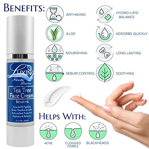 Luxiny Tea Tree Moisturizer Face Cream, Made In America, With Salicylic Acid & Aloe Vera, A Rich Hydrating Night Cream For Dry Skin & A Daily Mattifying Moisturizer For Acne & Oily Skin, 1.7 Oz #TOP3