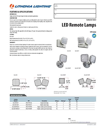 Lithonia Lighting Ela Led T M12 Led Emergency Remote Double Lamp Head, Matte White #TOP1