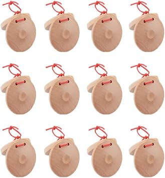 12 Pcs Musical Castanets Instrument, Clap Board Music Educational | Classroom DIY Wooden Percussion Instrument Finger Castanet