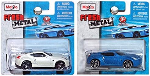 Maisto Fresh Metal Nissan 370Z in Pearl White and Blue SET OF 2