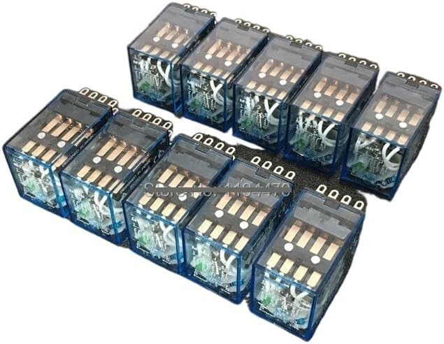 Relay 10pcs MY4NJ DC 12V 24V 110V 220V AC Coil Power General Purpose Mini Relays 14 Pins 4NO 4NC LED Indicator 5A HH54P MY4N-J(AC 220V)