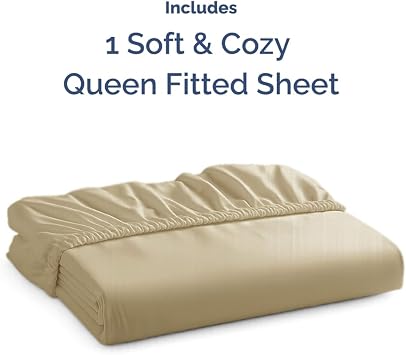 Queen Fitted Sheet - Single Fitted Sheet Only - 8-16 Deep Pockets - Beige