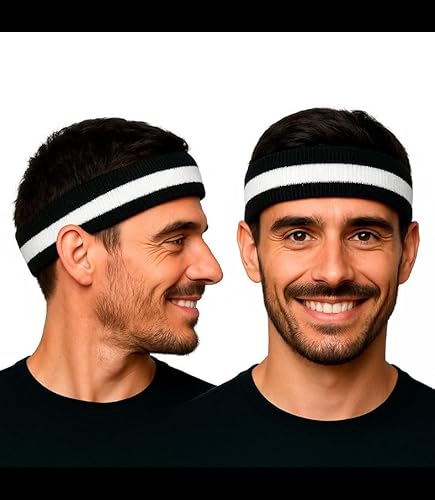 Faixa Esportiva Testeira Preta e Branca Absorve Suor