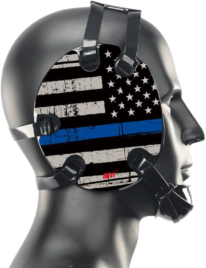 Wrestling Headgear with Thin Blue Line American Flag Sticker