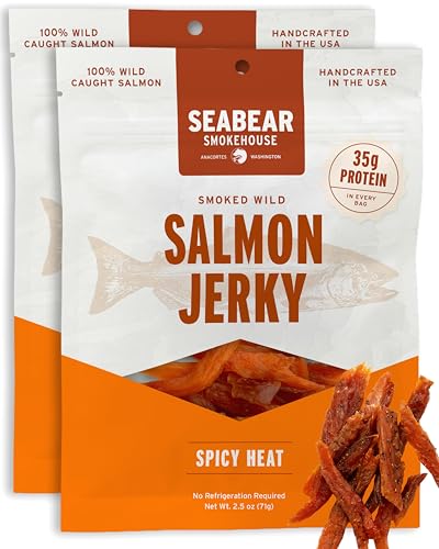 SeaBear Spicy Heat Wild King Salmon Jerky 2-Pack - 2.5 oz Bags