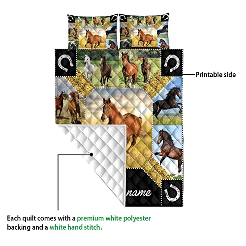 Ohaprints Custom Horse Farm Animal Farmer Farmhouse Idea Personalized Name Quilt Blanket & Pillowcases, Quilts Bedding Set & Pillow Cover, King Queen Double Twin Throw Full Size Bedspread Bed Sets #TOP2
