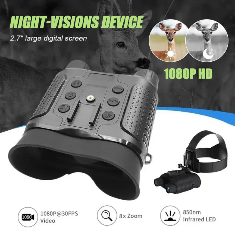 HMWOKPOT Long Rang Infrared Night Vision Goggles for Adults, Rechargeable Night Vision Binoculars with 8 X Digital Zoom Allow Adjust Vision of Binoculus